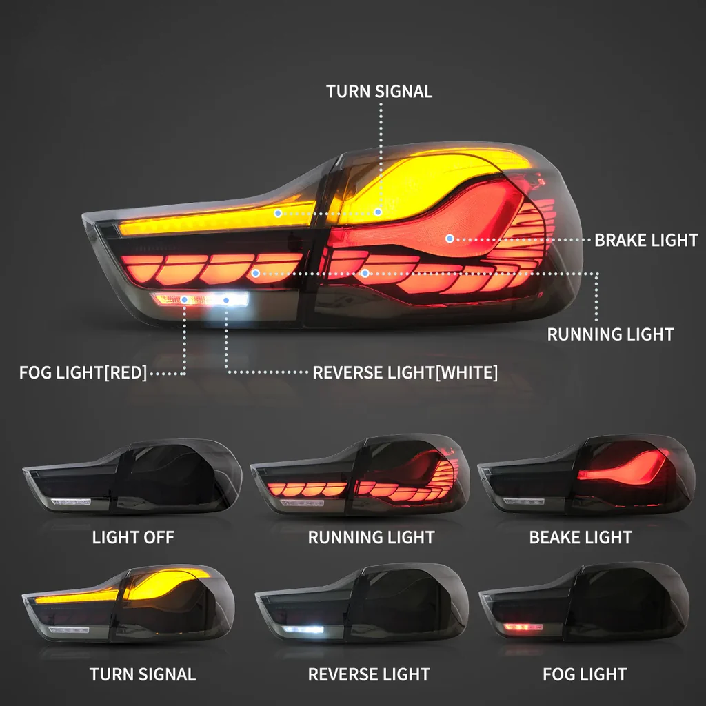 Stopuri OLED GTS Style BMW Seria 4 F32 F33 F36 F82 F83 2013-2021 - Rosu Fumuriu