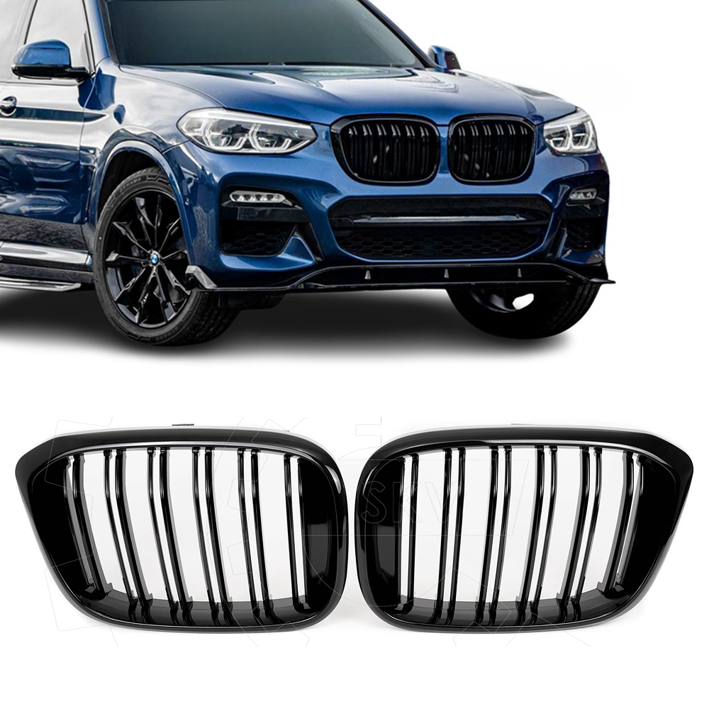 Grile Duble BMW X3 X4, G01 G02 F97 F98 2017-2021 Negru Lucios