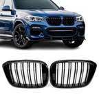Grile Duble BMW X3 X4, G01 G02 F97 F98 2017-2021 Negru Lucios