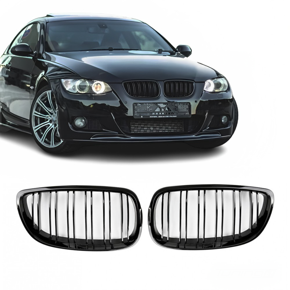 Grile Duble BMW Seria 3 E92 E93, 2006-2010 - Negru lucios