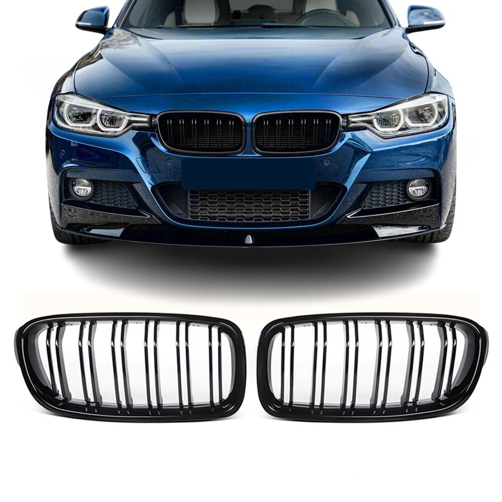 Grile Duble BMW Seria 3 F30 F31 F80, 2011-2019 - Negru Lucios