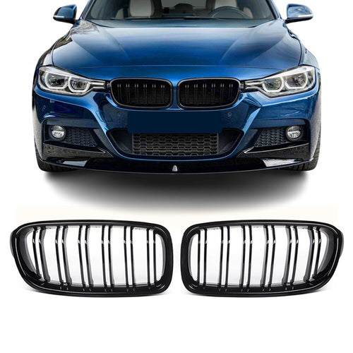 Grile Duble BMW Seria 3 F30 F31 F80, 2011-2019 - Negru Lucios – imagine 2