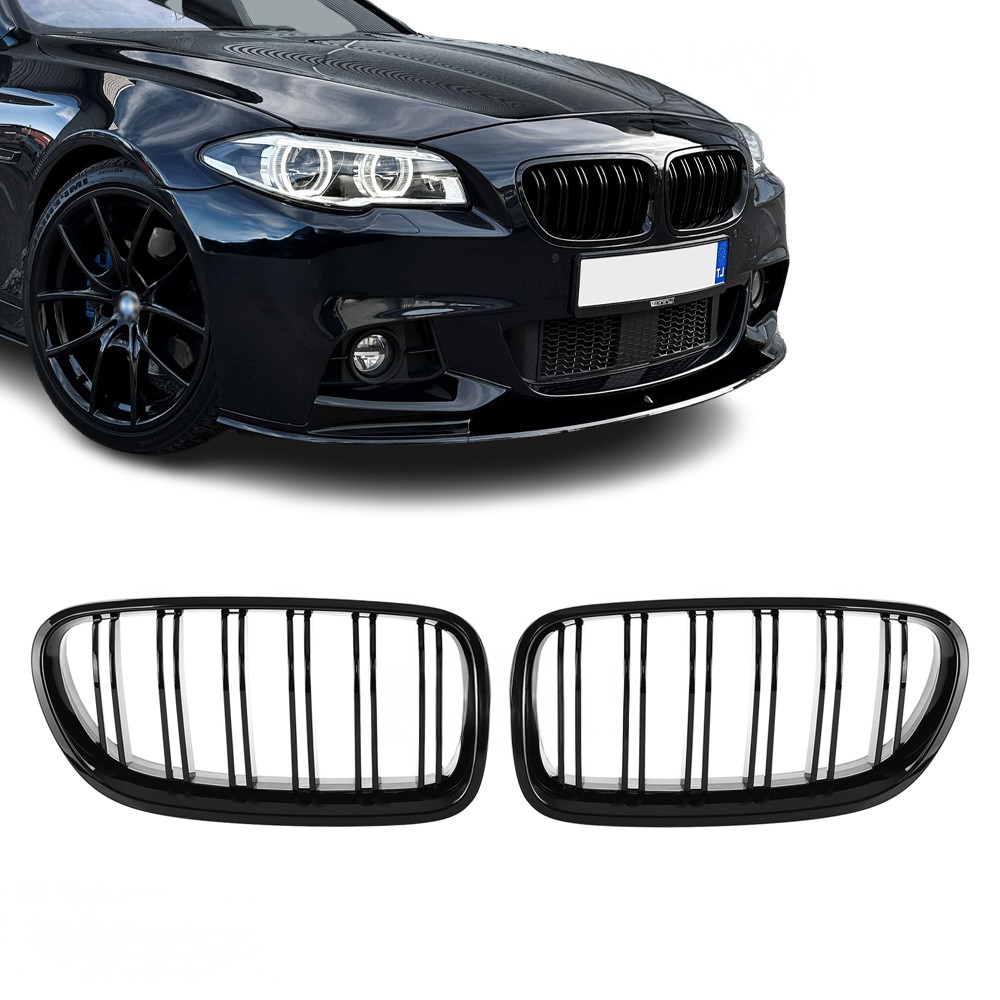 Grile duble BMW Seria 5 F10 F11, 2010-2017, Negru lucios