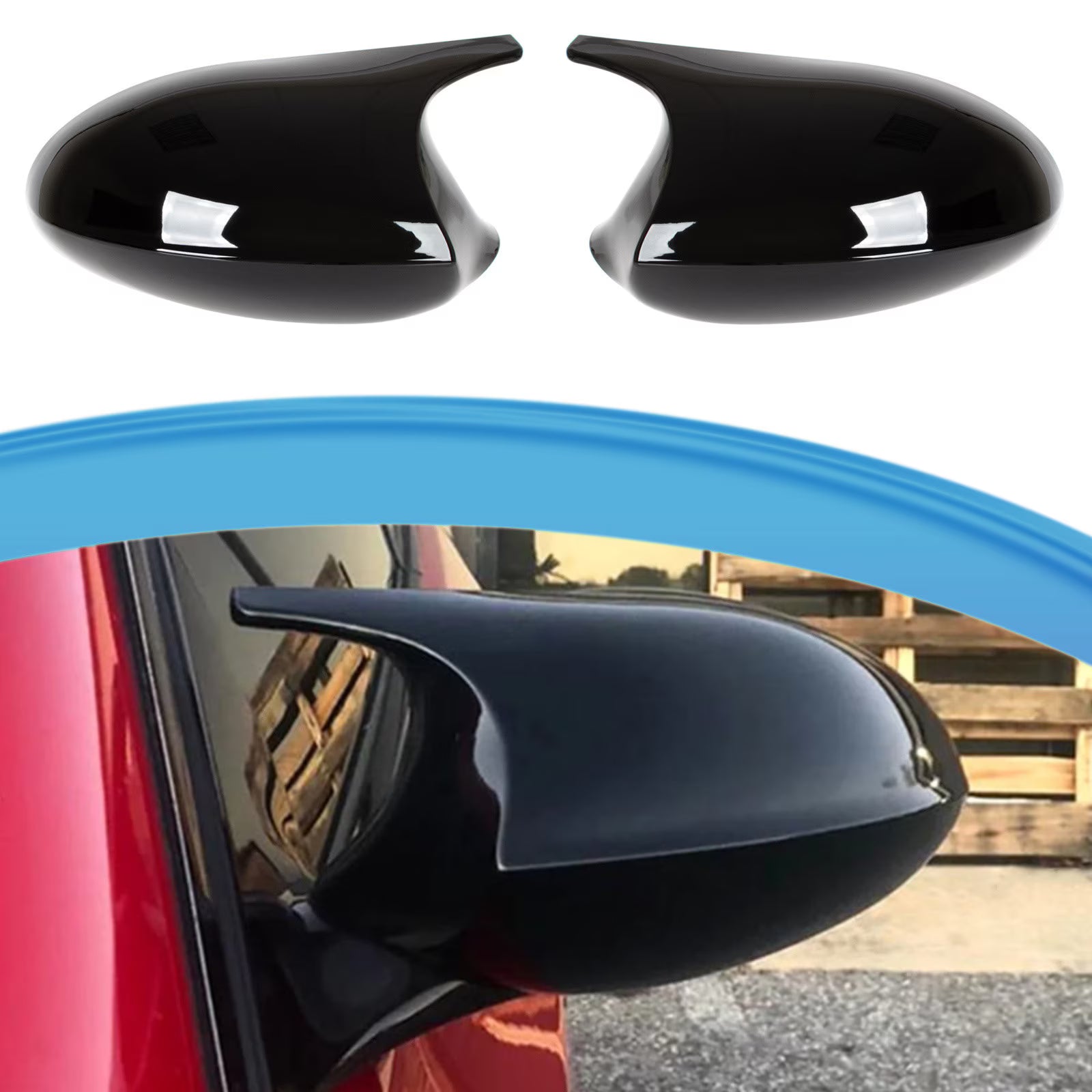 Capace Oglinzi Batman BMW Seria 3 E90 E91 E92 E93 2005-2009 - Negru Lucios