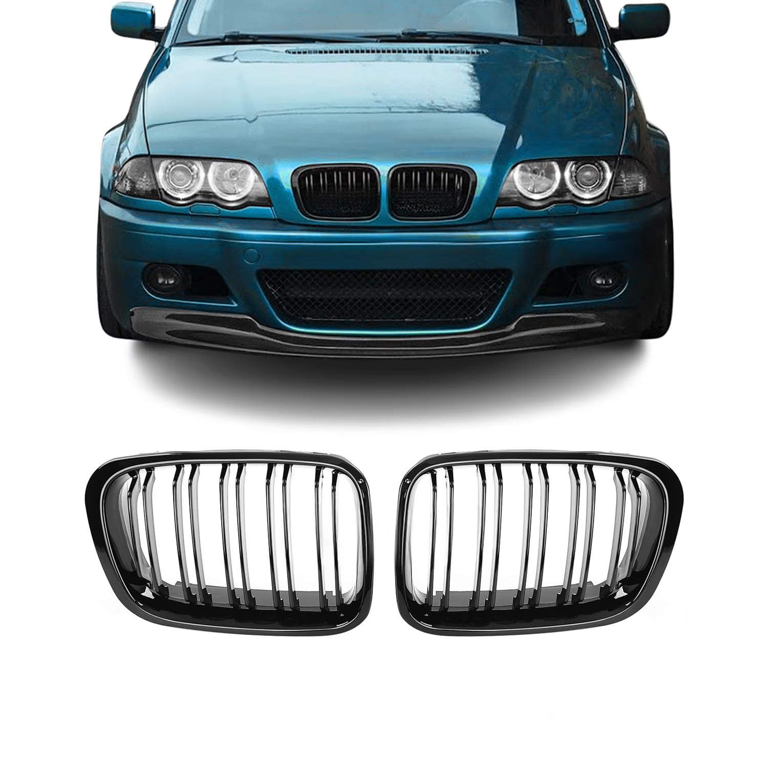 Grile Duble BMW Seria 3 E46 Sedan/Touring 1998-2001 - Negru Lucios