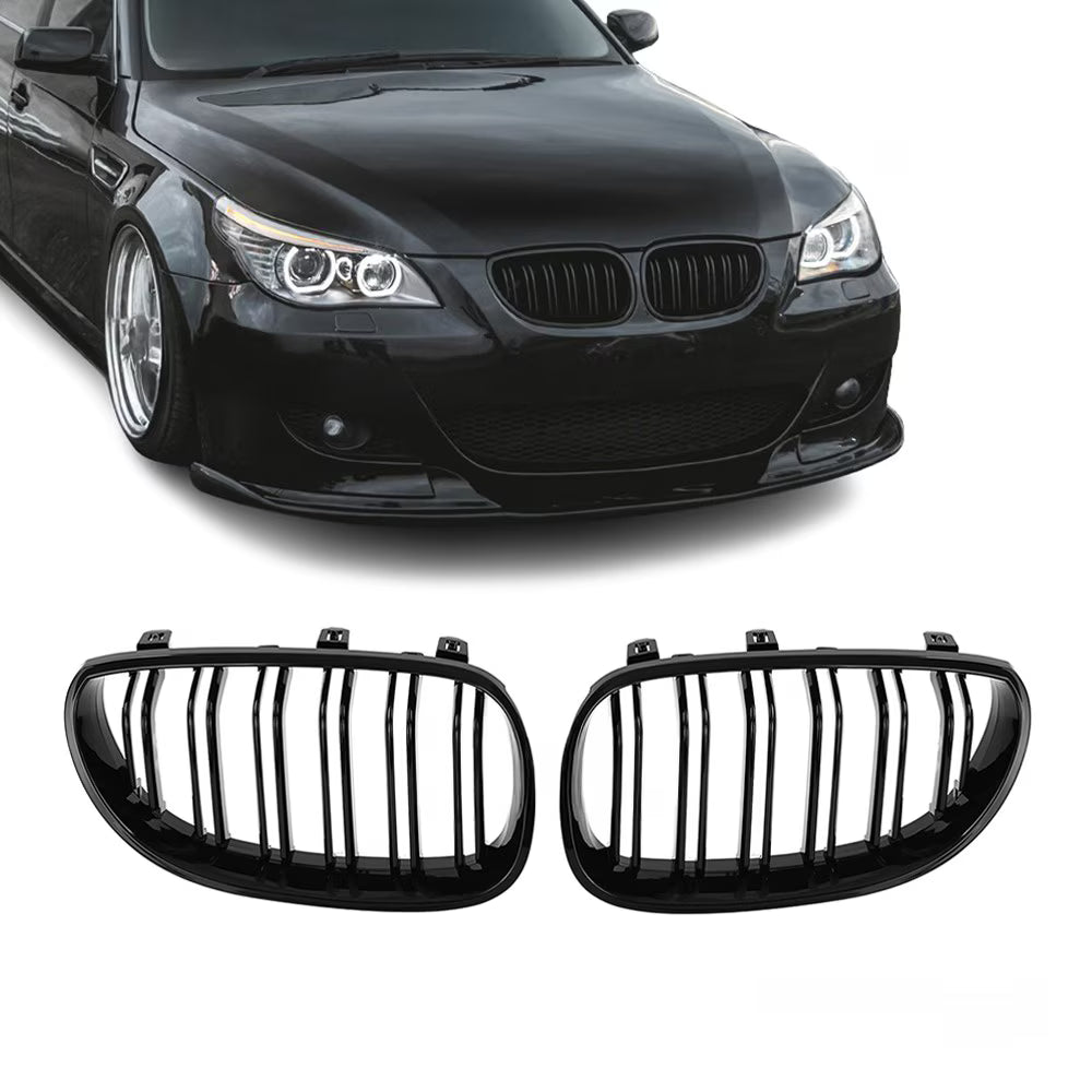 Grile Duble BMW Seria 5 E60 E61 2003-2010 Negru Lucios