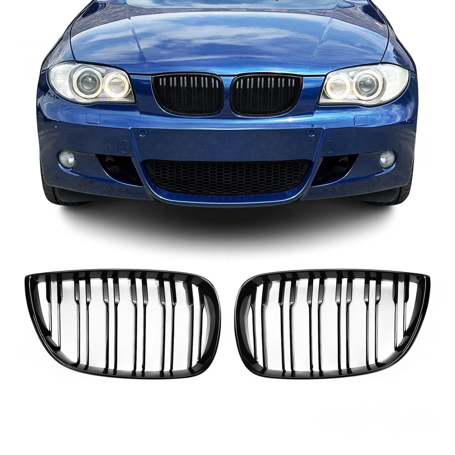 Grile Duble BMW Seria 1 E81 E82 E87 E88 2004-2007 - Negru Lucios