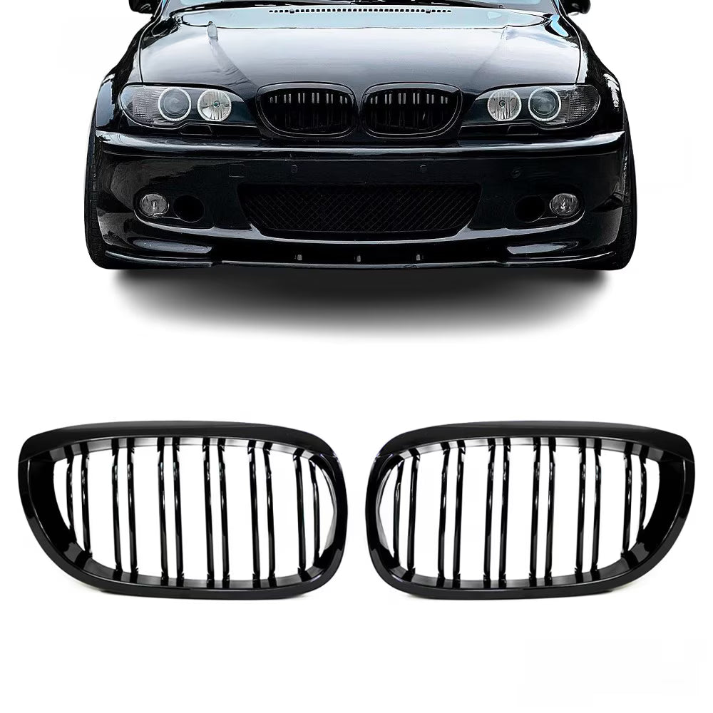 Grile Duble BMW Seria 3 E46 Facelift Coupe/Convertible 2003-2006 Negru Lucios