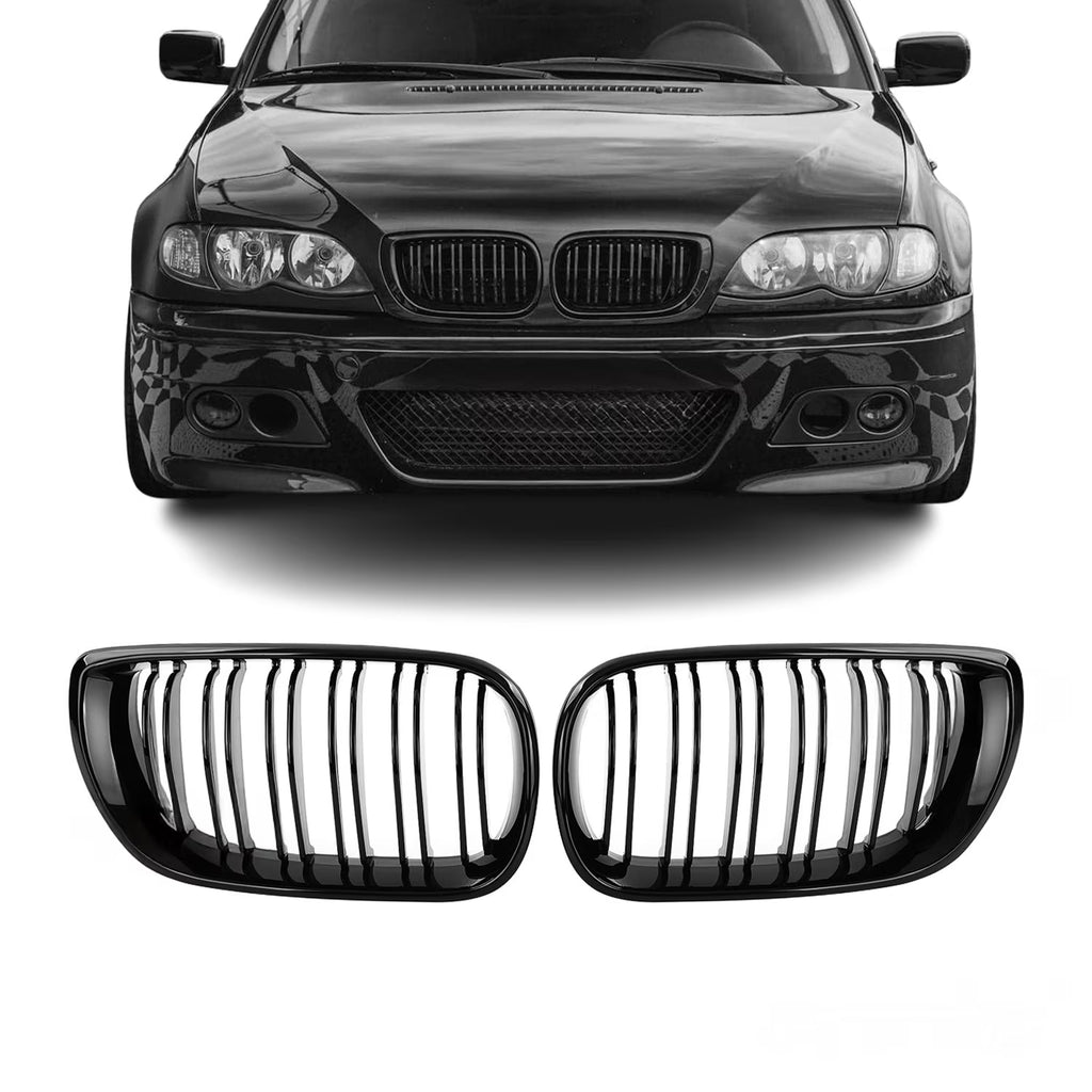 Grile Duble BMW Seria 3 E46 Sedan/Touring 2001-2005 - Negru Lucios