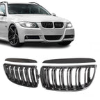 Grile Duble BMW Seria 3 E90 E91 2004-2009 - Negru lucios
