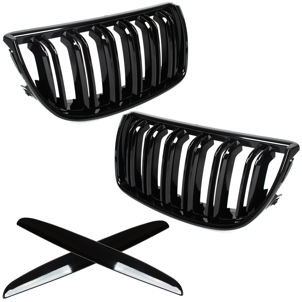 Grile Duble BMW Seria 3 E90 E91 2004-2009 - Negru lucios