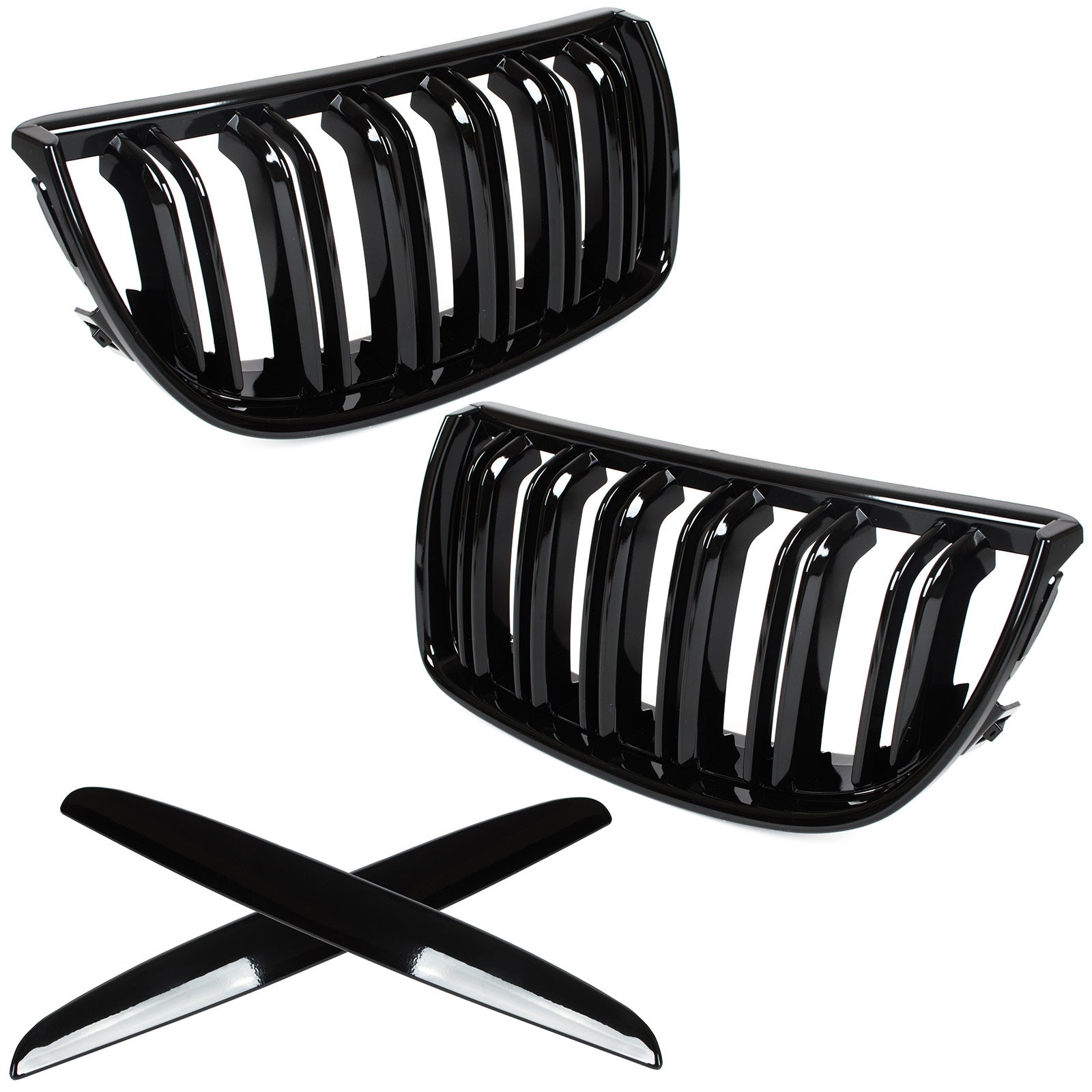 Grile Duble BMW Seria 3 E90 E91 2004-2009 - Negru lucios