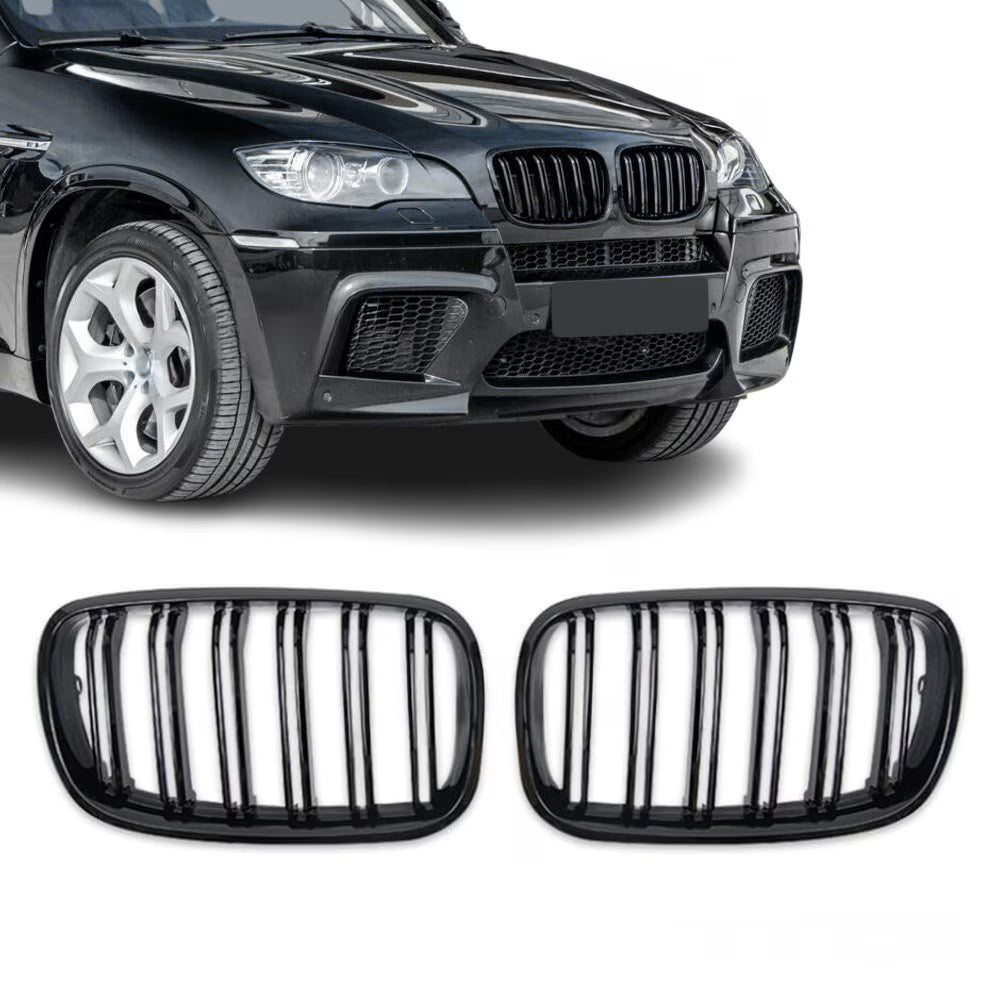 Grile Duble BMW X5 X6 E70 E71 E72 2007-2013 - Negru Lucios