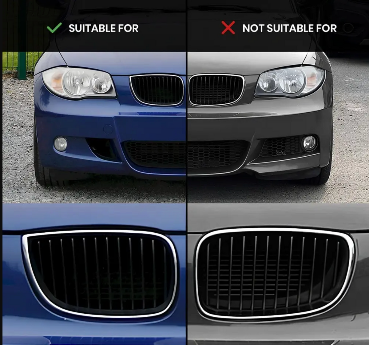 Grile Duble BMW Seria 1 E81 E82 E87 E88 2004-2007- Negru Lucios