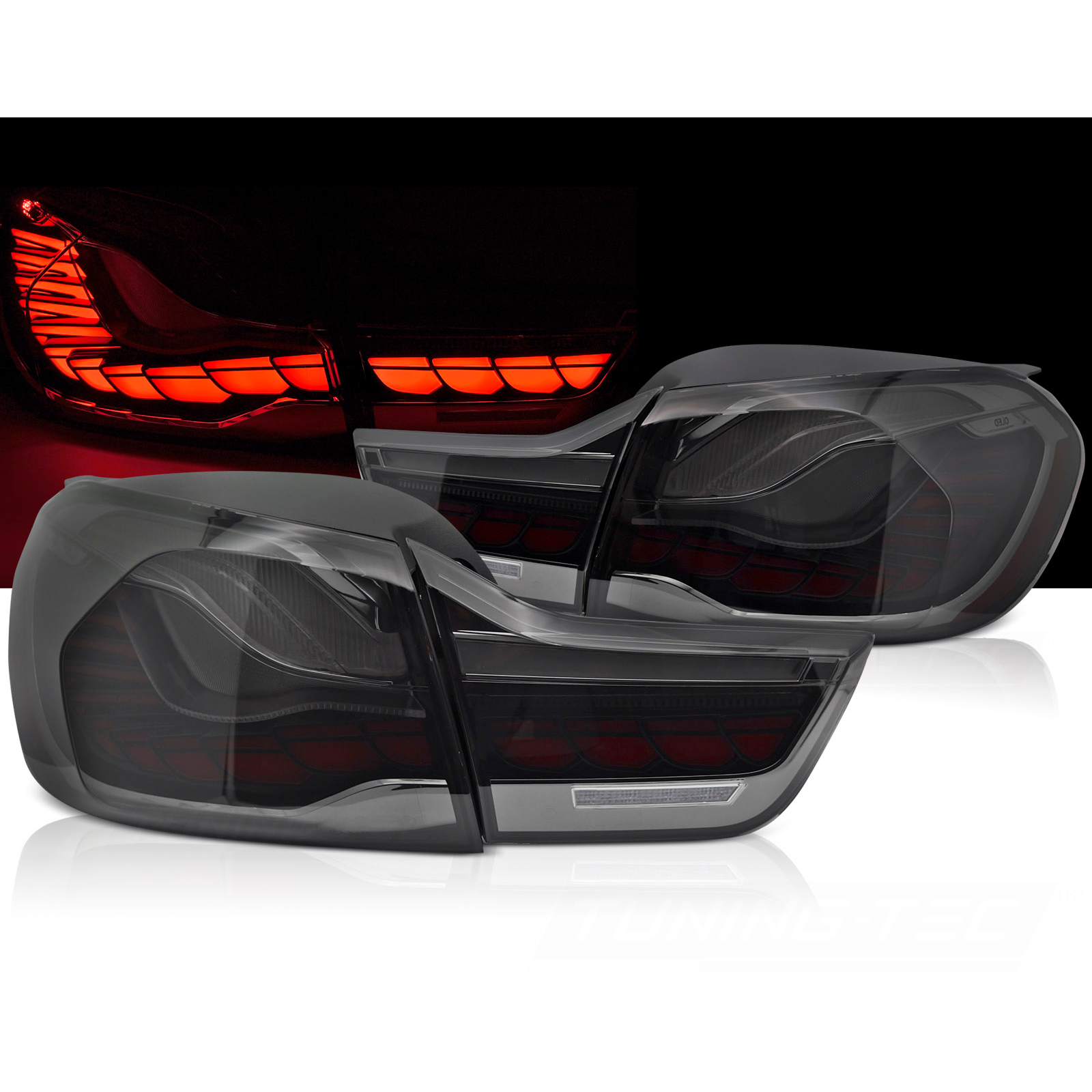 Stopuri OLED GTS Style BMW Seria 4 F32 F33 F36 F82 F83 2013-2021 - Rosu Fumuriu