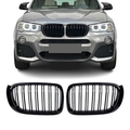 Grile duble pentru BMW X3 X4 F25 F26, 2014-2018 - Negru lucios – imagine 2