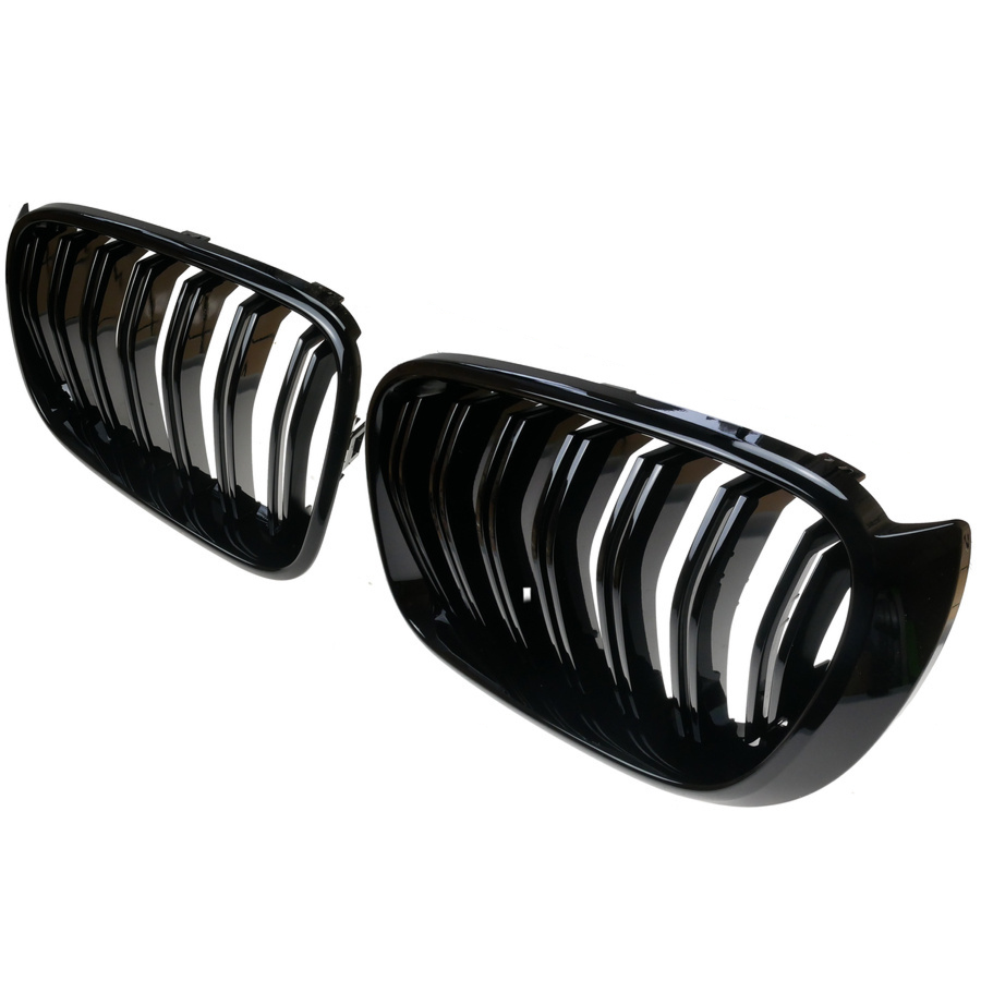 Grile duble pentru BMW X3 X4 F25 F26, 2014-2018 - Negru lucios