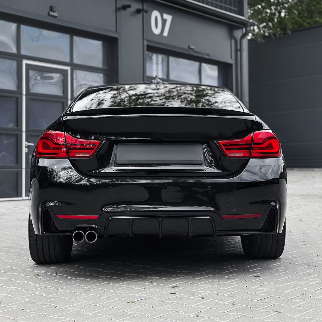 Difuzor Bara Spate AUTOUP M Performance, Evacuare Dubla Stanga, Negru Lucios, Pentru BMW Seria 4 F32 F33 F36 2013-2021
