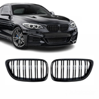 Grile duble BMW Seria 2 F22 F23 F87, 2014-2021, Negru Lucios
