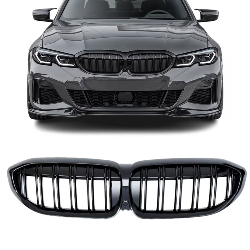 Grile Duble BMW Seria 3 G20 G21 Pre-Facelift 2018-2022 - Negru Lucios